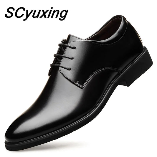 2025 Man Cow Leather Shoes Rubber Sole EXTRA Size 47 Man Office Business Dress Leather Flats Man Split Leather Wedding Shoes