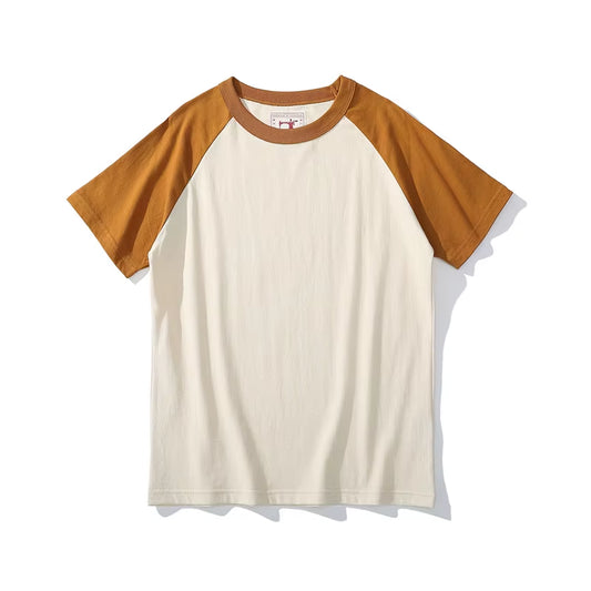 2024 Japanese Retro Style Male Crew Neck Raglan Sleeves Tshirts Student Casual Good Collocation Tee 100% Cotton